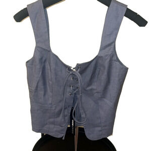 NWT GRAY LACE UP FASHION NOVA CROP TOP